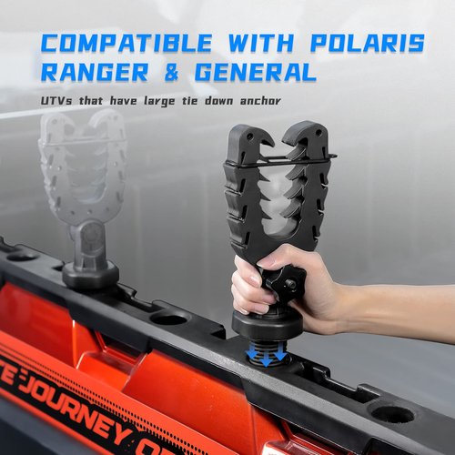 KEMIMOTO UTV Tool Holder Rack, Tie Down Anchor Compatible with Polaris Ranger General, Tool Holder Rack with Rubber Snubbers for Added Security
