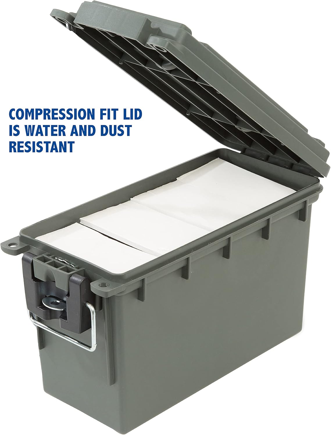 Sheffield Ammo Storage Box - Stackable .30 Cal Field Boxes | Water & Dust Resistant, Lockable, Green (Pack of 6)
