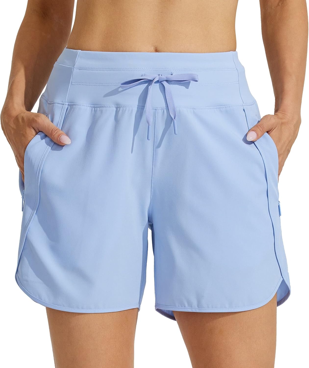 Willit Women's Running Shorts - 5" Quick-Dry High-Waisted Athletic Gym Shorts with Zipper Pocket