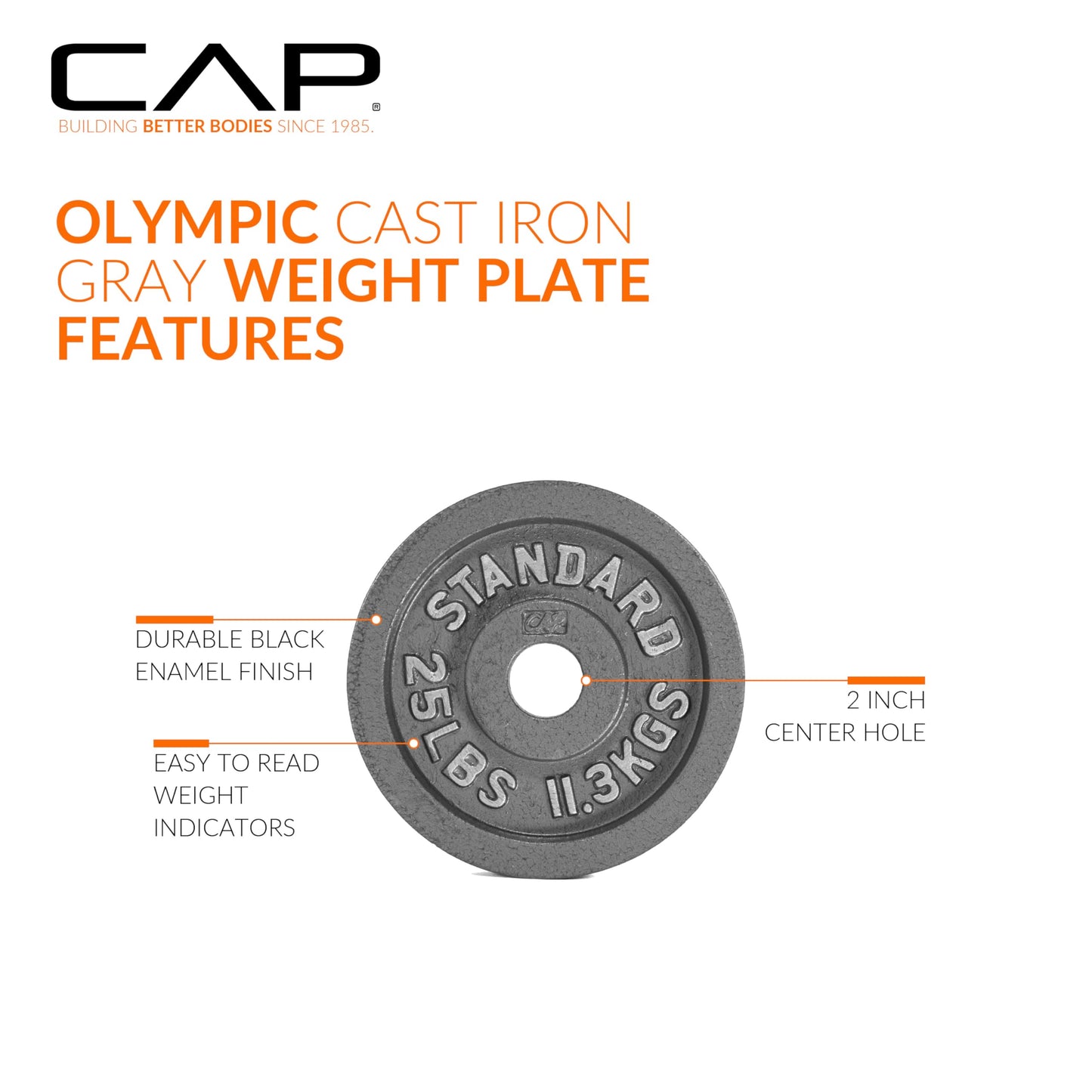 CAP Barbell Olympic 2-Inch Weight Plate, GRAY 10 LBS - 4 Plate Set