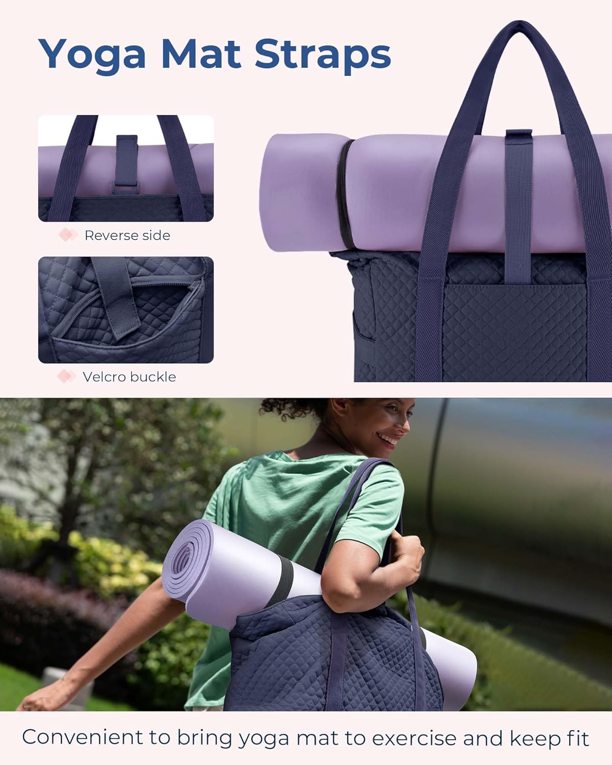 BAGSMART Tote Bag for Women - 20L Quilted Puffer Work & Travel Essentials with Zipper