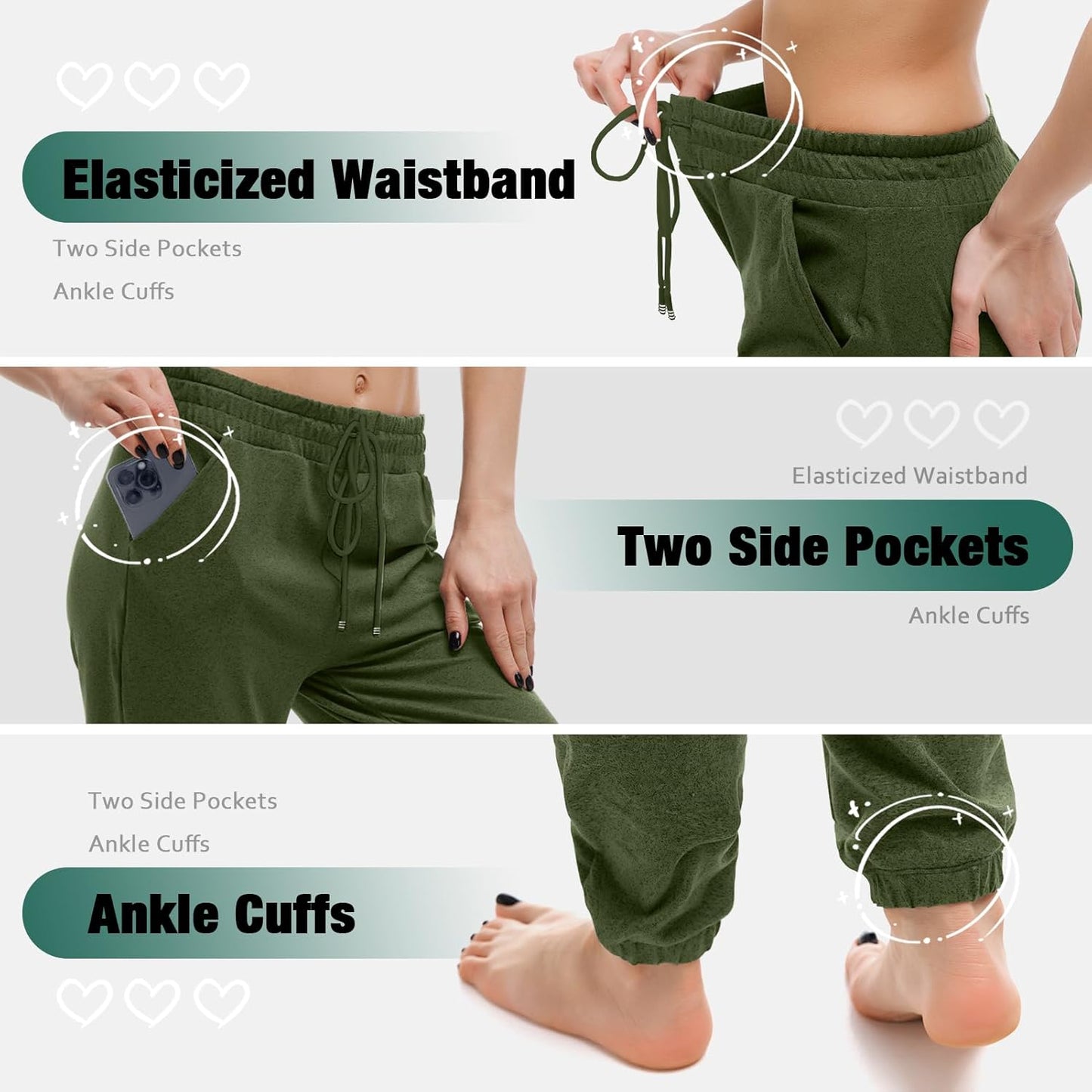 Walifrey Women's Joggers - Comfortable Drawstring Sweatpants with Pockets for Lounging & Workouts