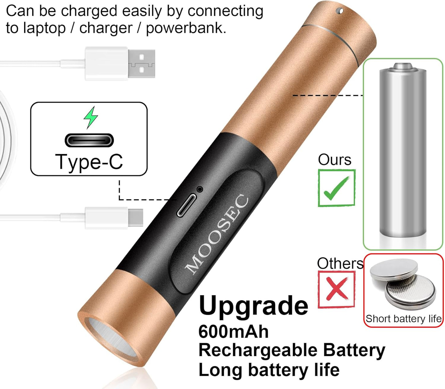 MOOSEC Electronic Whistle - Rechargeable Handheld Whistle with LED Flashlight & 3 Adjustable Tones