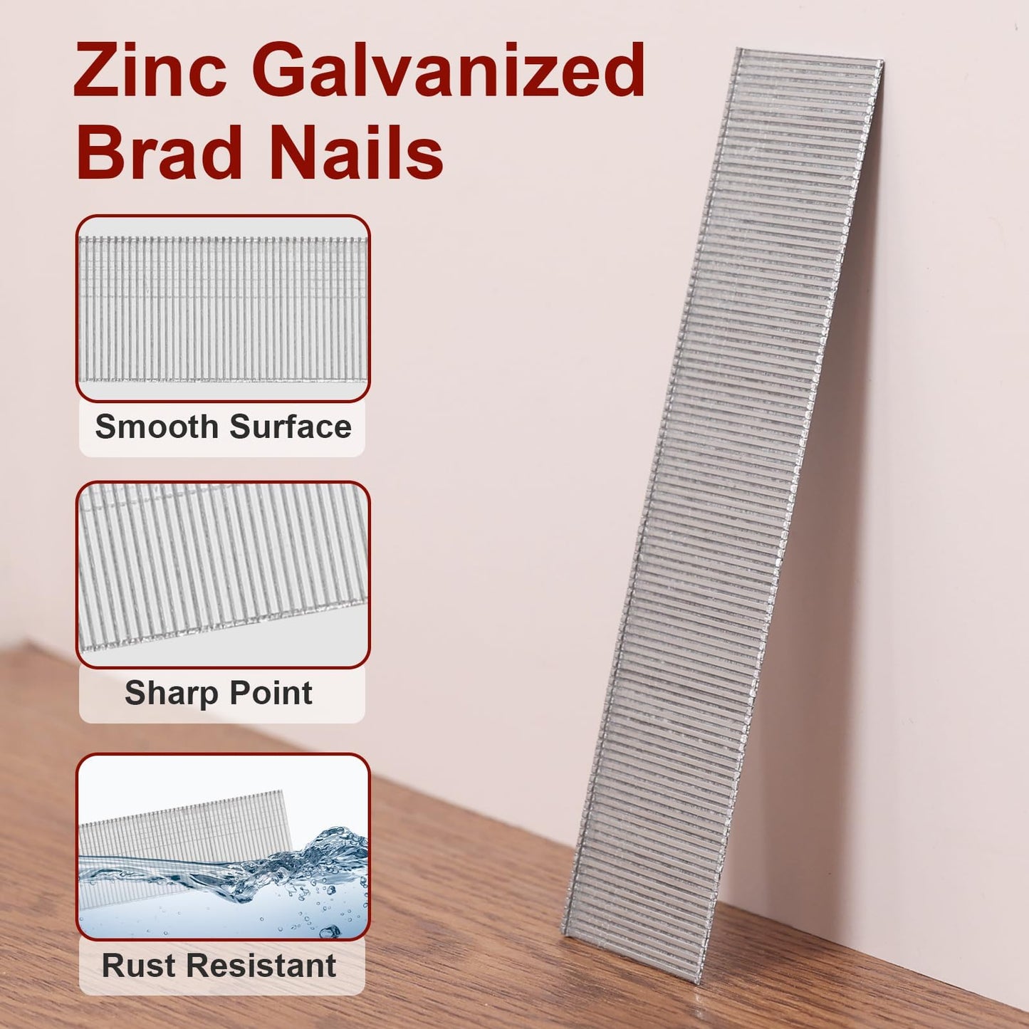 DEWBIN 18 Gauge Brad Nails, 6000 Counts 1-1/4-inch 18 GA Brad Nails, Galvanized Nails for Nail Gun, Finishing Nail Gun Nails for Pneumatic, Electric Brad Nailer Gun