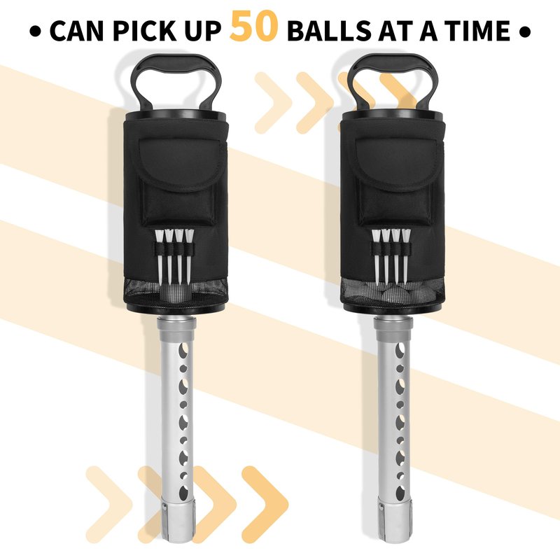 AKOZLIN Golf Ball Shag Bag with Detachable Aluminum Alloy Tube Golf Ball Retriever Large Capacity Shags Bag for Golf Ball Shagger Hold Up to 50 Balls