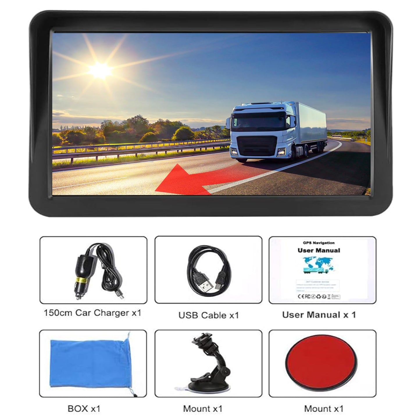 GPS Navigator for Car, Truck GPS 9 Inch Touch Screen, Latest 2025 Maps for Car GPS, RV GPS Support Voice Turn-by-Turn Guidance, Speed and Red Light Warning, Custom Truck Routing