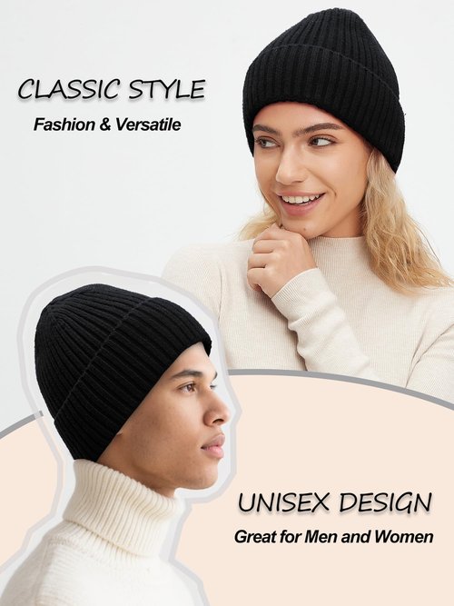 Satin Lined Beanie for Women Men, Silk Lined Beanies, Wool Warm Knit Cuffed Winter Hat Womens Skull Cap