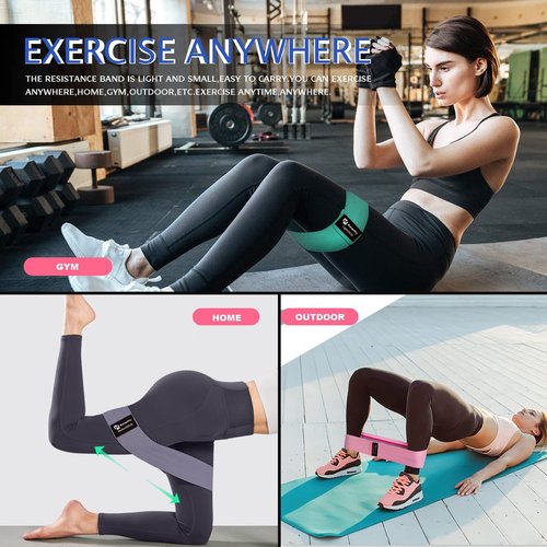 Hip Resistance Bands Set with Exercise Band, 3 Levels, Carry Bag and Guide, Multi-Colour (Light Gray+Medium Gray+Black)
