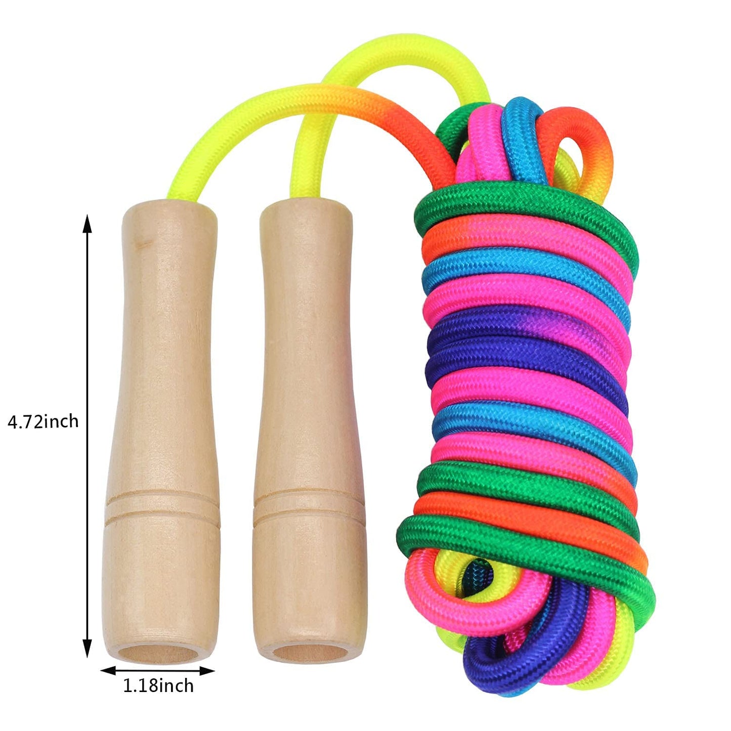 16 FT Long Jump Rope for Kids, 1 Pack Double Dutch Skipping Rope with Wooden Handle, Multiplayer Rainbow Jumping Rope for Outdoor Fun, School Sport, Party Game