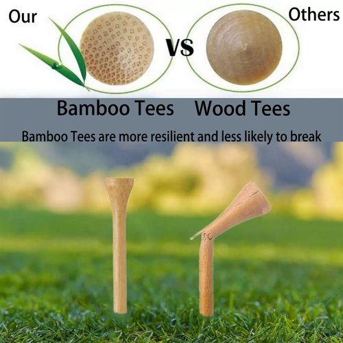 KFYIOE 300Pcs Bamboo Golf Tees, 2 3/4 & 3 1/4 Inch Dual Sizes - Unbreakable Wooden Tees for Men, Eco-Friendly Golf Accessories for Golfers