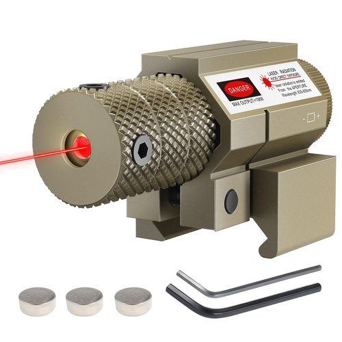 Pinty Tactical Red Laser Sight for Pistol Rifle Airsoft, 100m Range Compact Low Profile Gun Laser, 21mm Picatinny Mount, FDE Tan