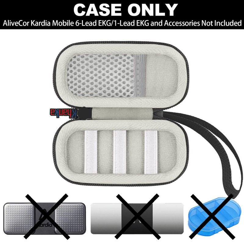 khanka Hard Case for AliveCor KardiaMobile ECG Monitor, Fits KardiaMobile 6L/6L Max, 6-Lead Personal EKG Device, Portable Heart Monitor Storage Case（Gray）