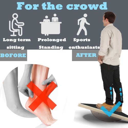 Balance Board Wooden Wobble Board for Adults Anti-Slip Board for Physical Therapy & Core Strength, Ideal Balance Board for Standing Desk with Ankle Support