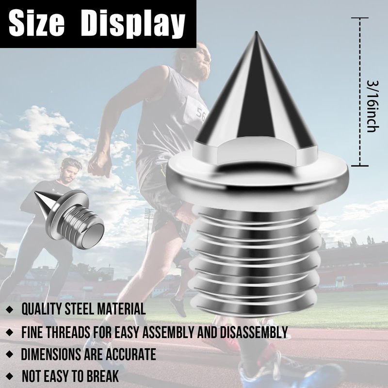 AUGSUN 120pcs 3/16 inch Stainless Steel Track and Cross Country Spikes with Spike Wrench, Replacement Spikes for Sprint Sports Shoes