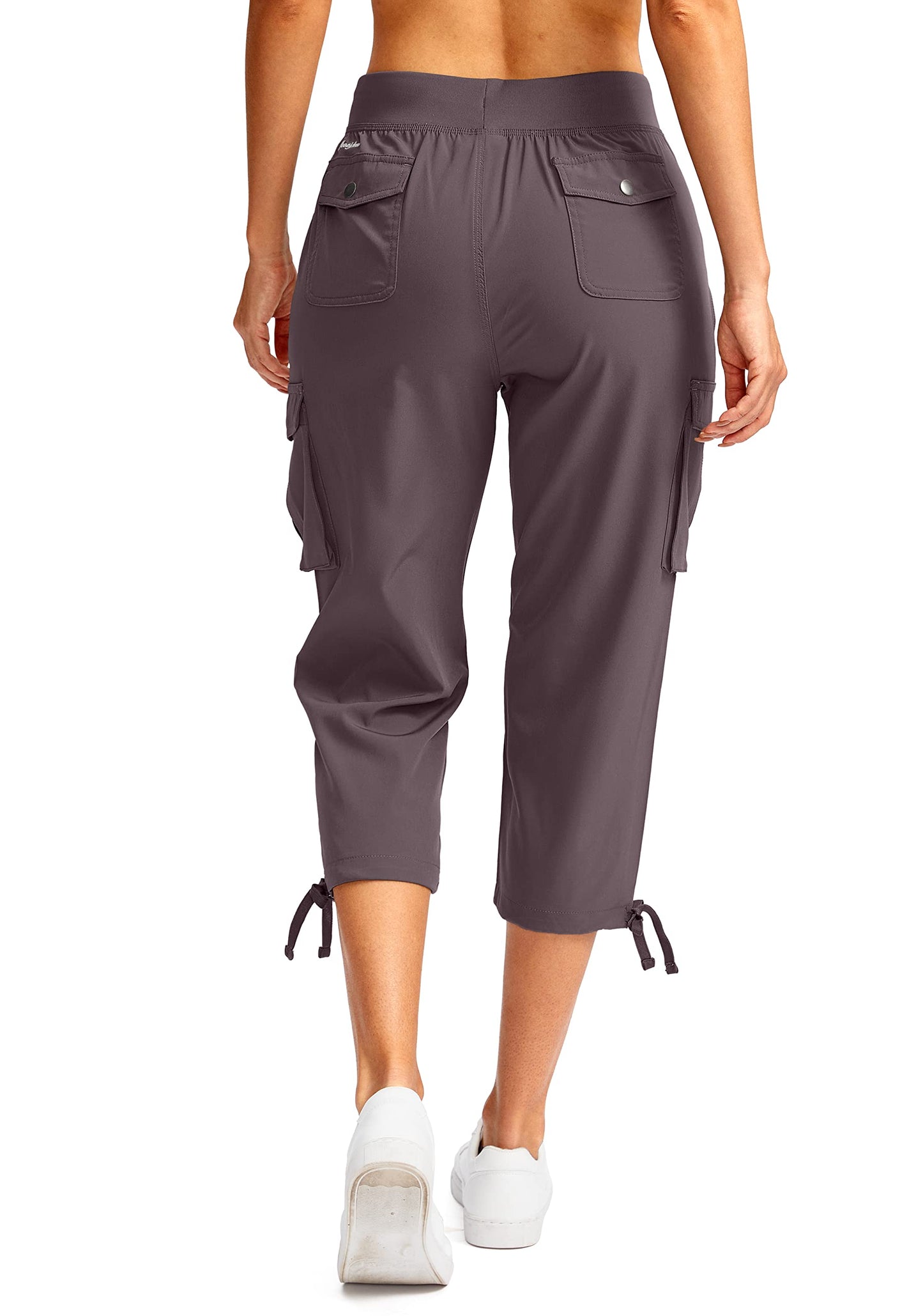 Soothfeel Women's Cargo Capris Pants with 6 Pockets Lightweight Quick Dry Travel Hiking Summer Pants for Women Casual (Dusty Purple, S)