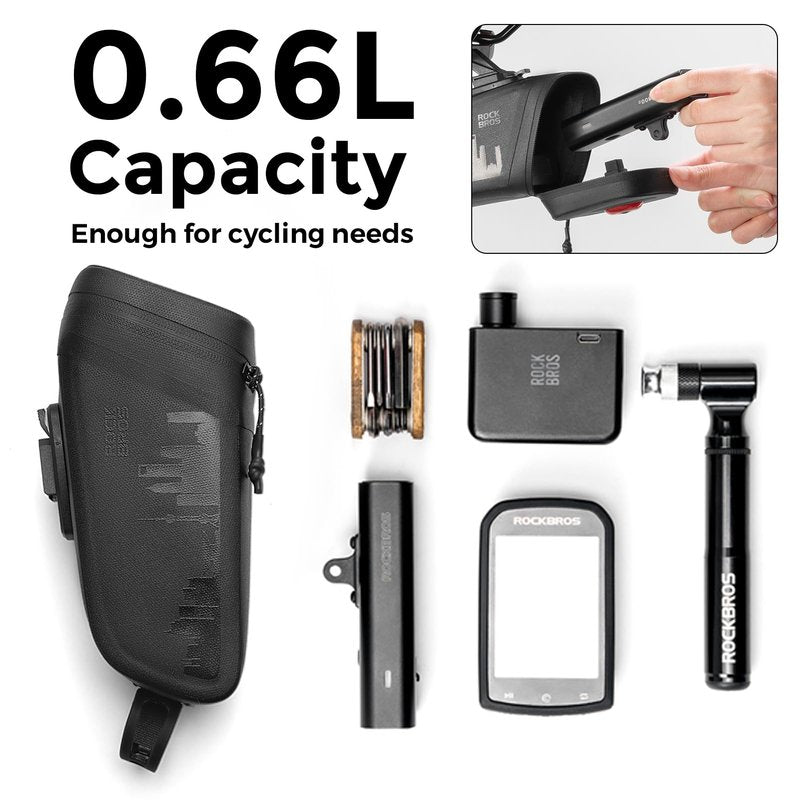 ROCKBROS Bike Saddle Bag with Night Riding Taillight and Brake Sensor- Waterproof Road & Mountain Bike