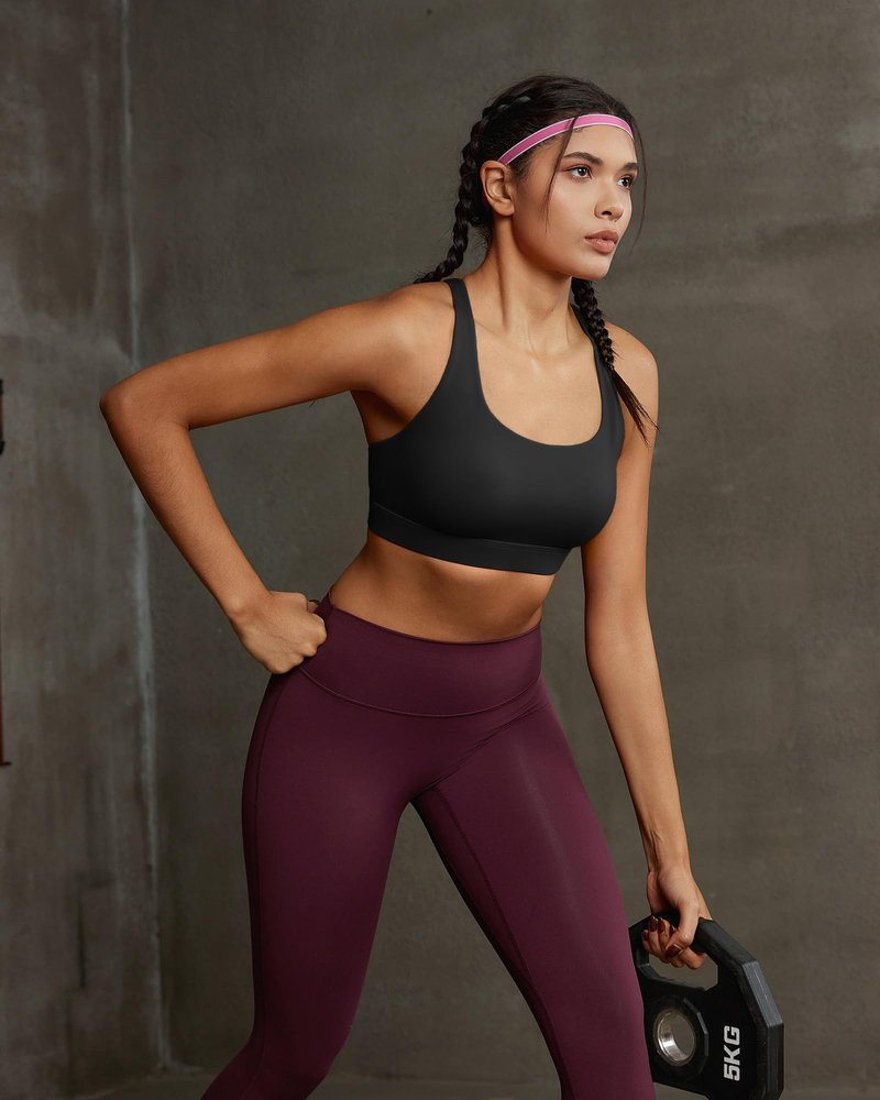 RUNNING GIRL Black Sports Bras for Women, Molded Cup Running Sports Bras for Women High Support Large Bust(3083Black_M)