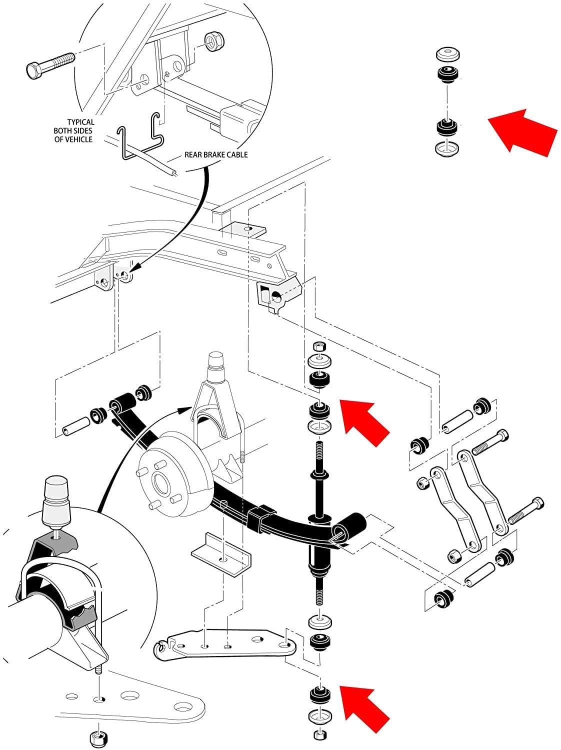 LEAPGOMAX Golf Cart Shock Bushing Kit Fits EZGO 1989-Up TXT Marathon Golf Cart and Club Car 1982-Up DS and Precedent Two Front/Rear Stud, Replaces OEM# 1011415