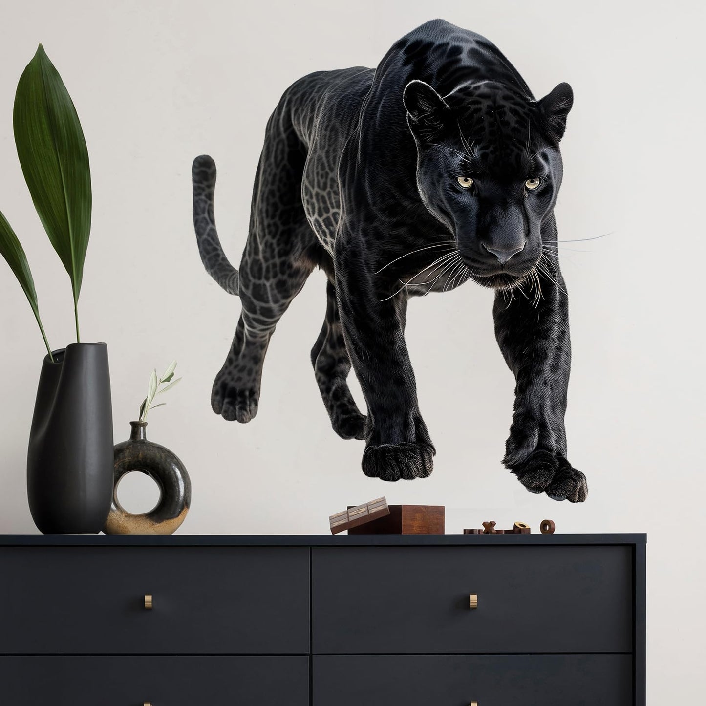 RoyoLam Lifelike Panther Wall Decal Nursery Wildlife Animal Wall Sticker Removable Peel and Stick Wall Art Decor Decoration for Kid Baby Preschool Living Room Playing Room Bedroom School Classroom