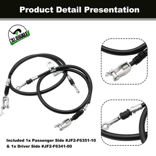 CLUBRALLY Golf Cart Brake Cable Set Applicable to Yamaha G8,G14,G16,G19,G22 Gas and Electric Replaces Passenger Side#JF2-F6351-10 & Driver Side #JF2-F6341-00 (2Pcs)