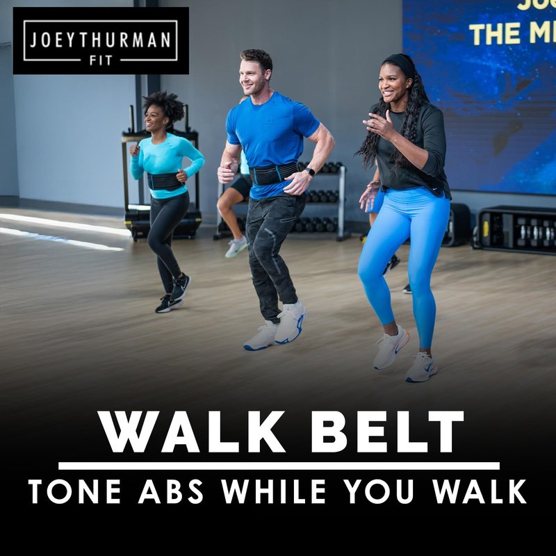 The Minimum Method Joey Thurman's Walk Belt, Waist Trimmer for Men and Women Weight Loss for Walking Black with 3 Mini Resistance Bands and 21-Day Walking Challenge Plan