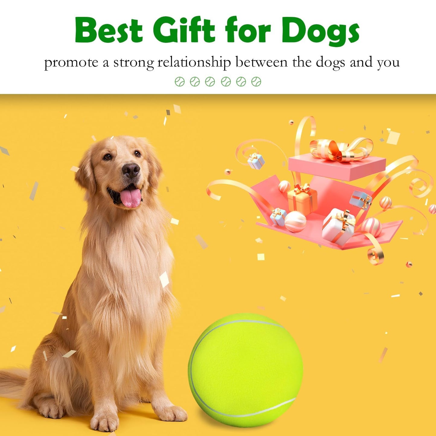 atbuym 4 Pack 9.5" Oversize Giant Tennis Ball Dog Tennis Balls Large Pet Chew Toy for Outdoor/Indoor Sports Dog Ball Gift with Needle