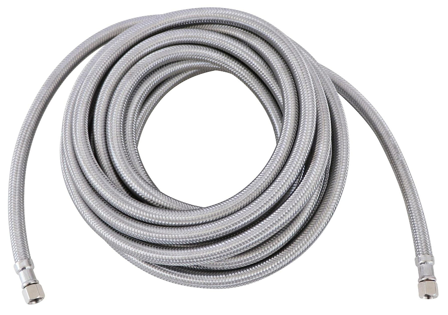 Refrigerator Ice Maker Hose, Universal Flexible Premium Braided Stainless Steel Water Line Connector, 1/4 Inch Compression, Silver (6 Feet)