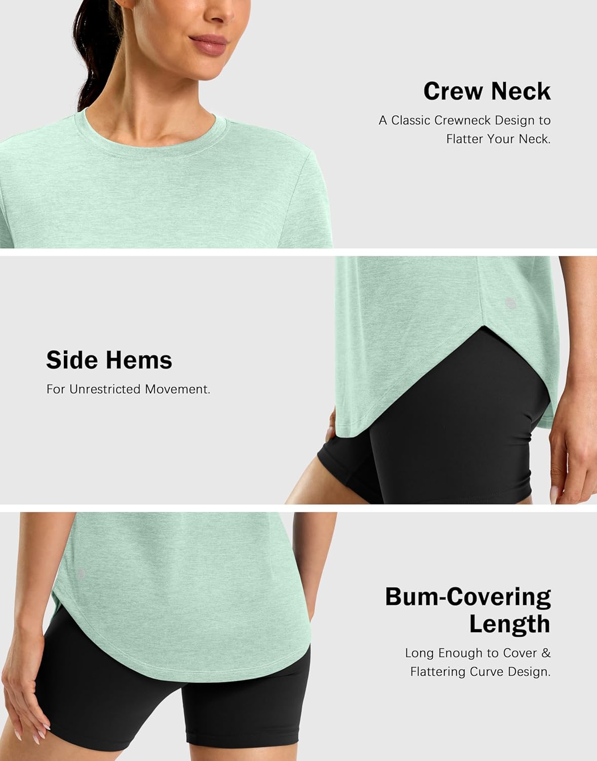 Skiennix Women's Workout Shirt - Lightweight Short Sleeve Dry Fit for Hiking & Running | Bum-Covering Length