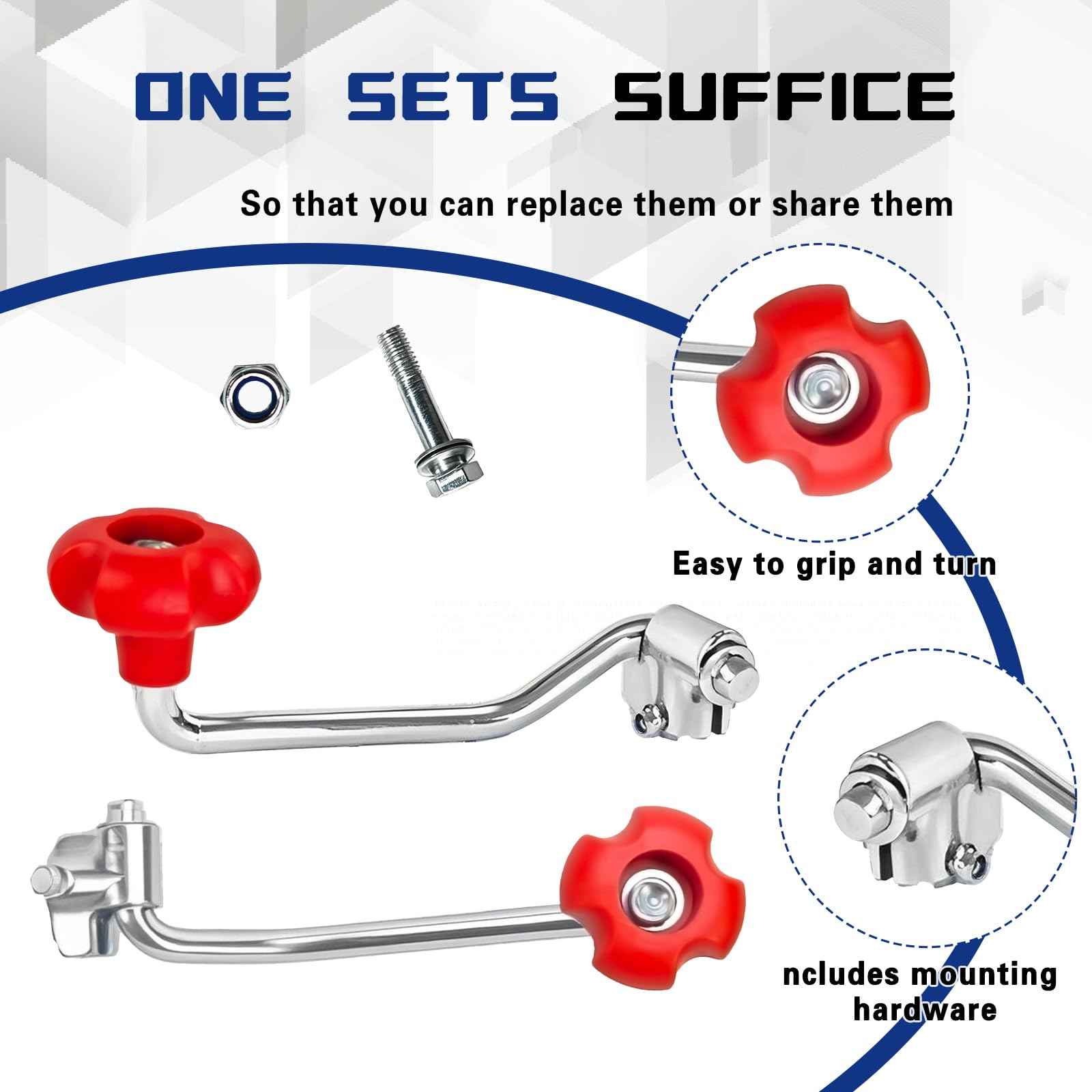 Kenqulio 1 Pack Universal Trailer Jack Handle Replacement Includes Bolts Nuts & Spacers Wind Jack Handle for Most Jacks Trailer Carbon Steel Red