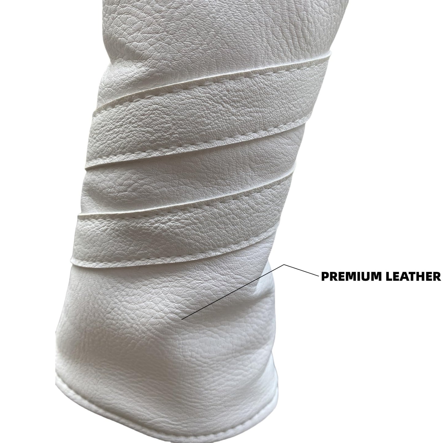 NEwoilkwo 5 Wood Head Cover - Premium Synthetic Leather, Elastic Closure, White, Golf Club Cover