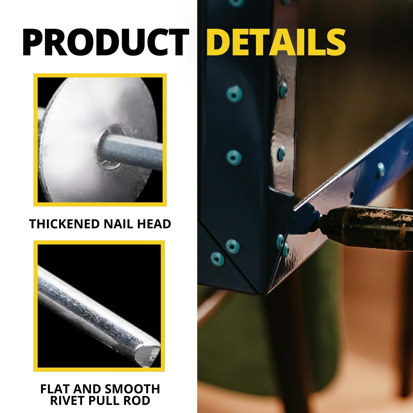 100PCS Large Flange Aluminum Pop Rivets 3/16" x 1/2" Dome Body Blind Rivet Set for Sheet Steel Duct Work Marine Long Pop Rivets with Big Head Steel Mandrel Aluminum Boat Rivets