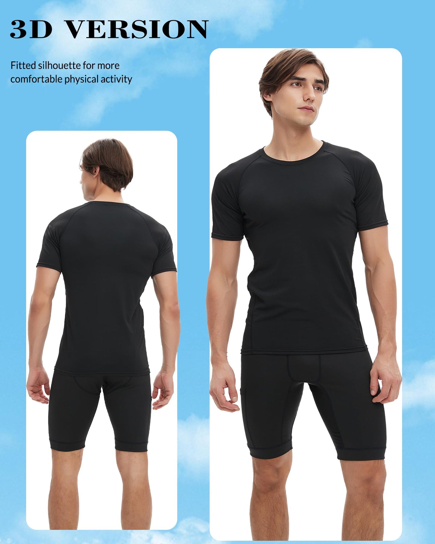 Antoyo 5 Pack Compression Shirt Men Short Sleeve Athletic Base Layer Tops