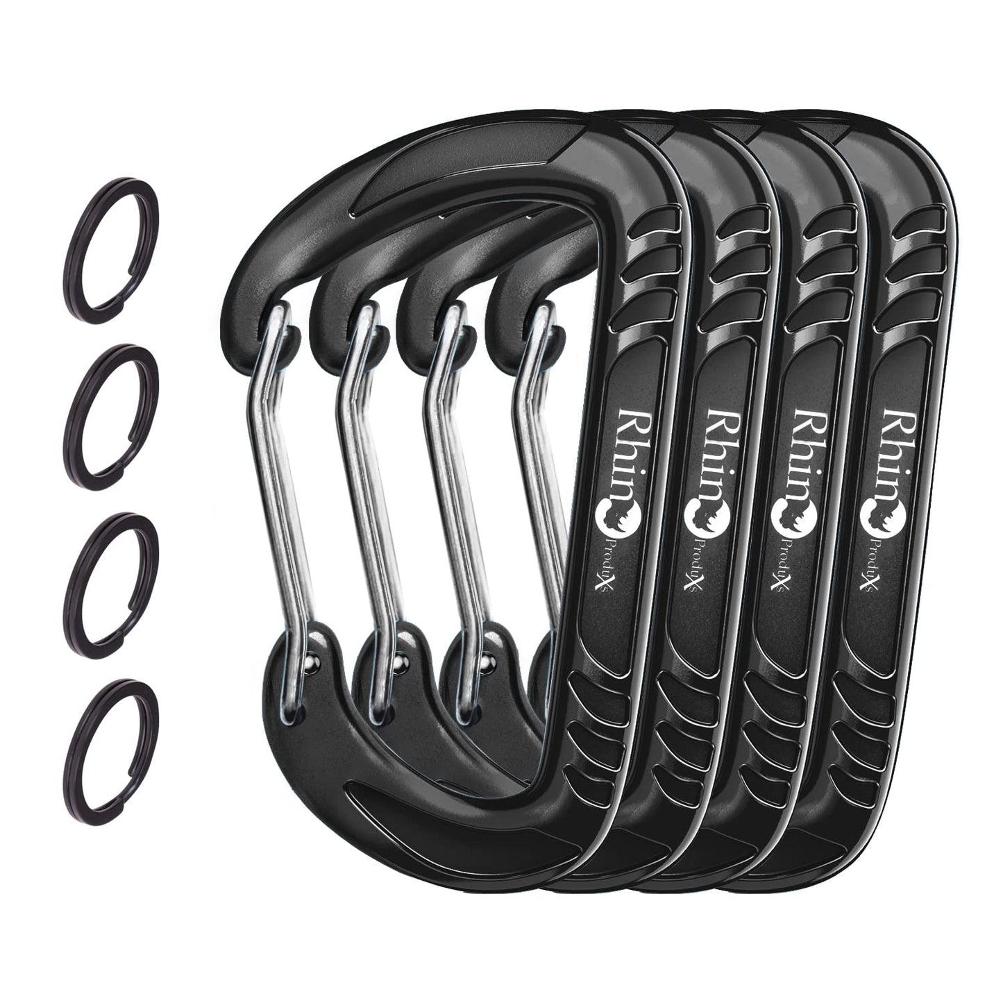 Rhino Produxs 12kN (2697 lbs) Heavy Duty Carabiner Clips, for Securing Pets, Outdoor, Camping, Hiking, Hammock, Dog Leash Harness, Keychains