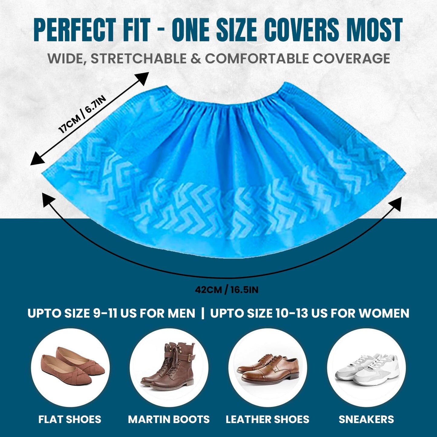 Alvexa Shoe Covers Disposable Non-Slip, Large 50 Count, Premium Cloth Boot Covers, Slip-Resistant, Durable, Breathable, Non-Toxic, Recyclable booties for shoes covers – Fits Men 11/Women 13 – Blue