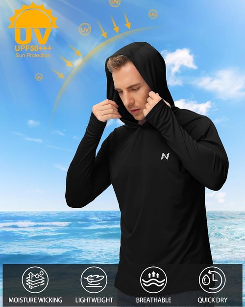 Isnowood Sun Shirt - UPF 50+ Men's Fishing Hoodie | Long Sleeve UV Protection for Outdoor Activities