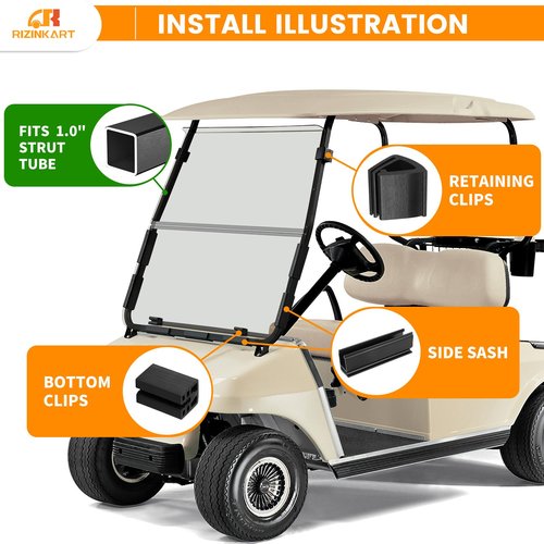 Golf Cart Windshield Clips Kit with Windshield Mounting Sash Clips for Club Car DS/Yamaha,Windshield Retaining Clips Fit 1"x1" Struts Rail for Club Car DS 1982-up/Yamaha G2 G8 G9 G14 G16 G19 G22