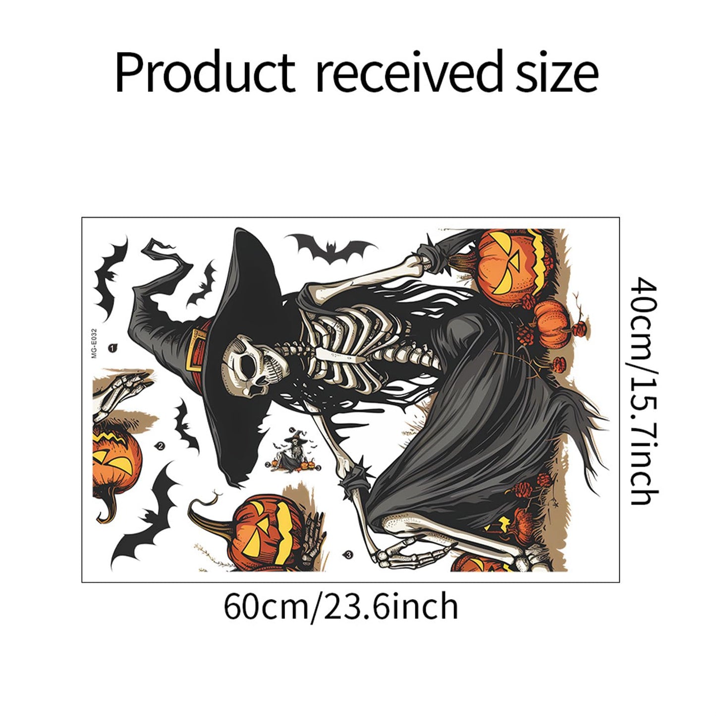 Horror Halloween Witch Skeleton Wall Stickers Decals Evil Bat Pumpkin Wall Clings Decoration for Halloween Party Home Office Classroom Wall DIY Wall Art Stickers Supplies