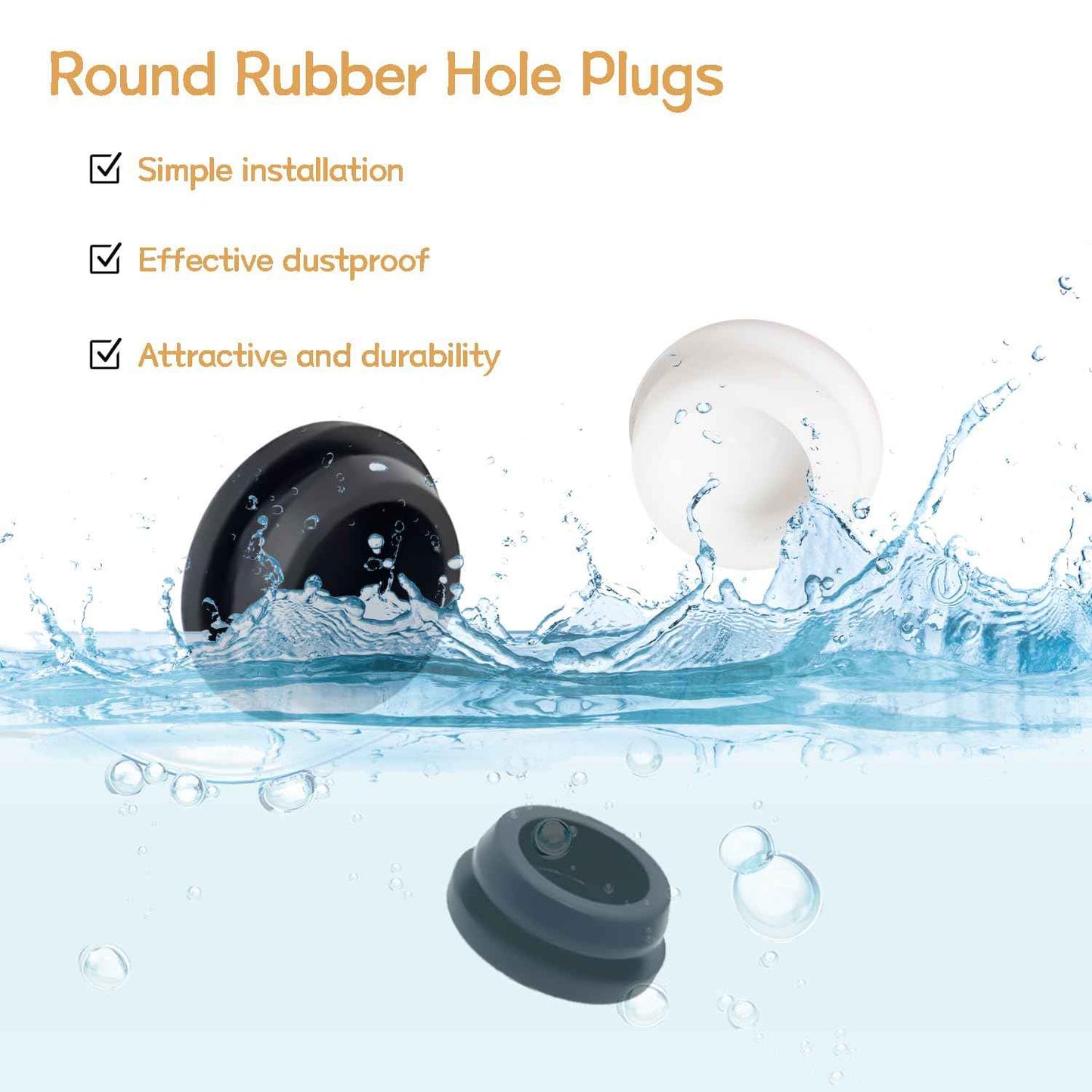 zDwfDc 125PCS 8 Sizes White Rubber Plug Silicone Plugs for Round Holes, 1" 3/4" 5/8" 1/2" 3/8" 5/16" 1/4" 1/5" Round Hole Plugs Snap Locking, Used for Furniture DD028-w