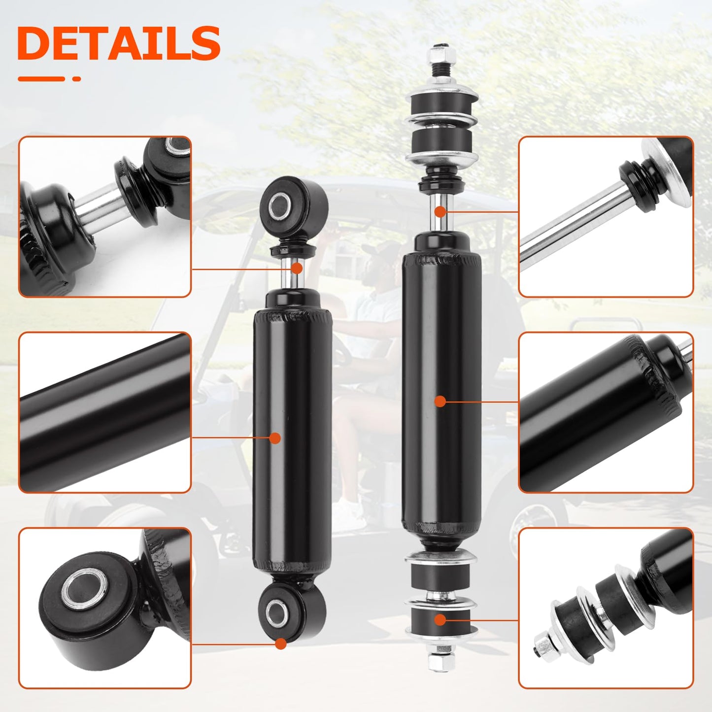 Front & Rear Shock Absorbers Kit Compatible with Golf Cart Shocks Club Car DS G&E 1988-2007 DS electric 1981-up DS gas 1997-up Precedent gas 2004-up Precedent G&E 2004-up Tempo Replace#1014235 1014236