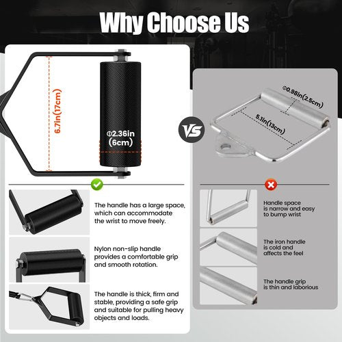 CXPZLLBNHH Pull Down Attachments for Gym, Grip Ø 2.36 in Arm Wrestling Exercise D Handle Cable Attachment, Single Arm Lifting Deadlift Handle Grip for Wrist Forearm and Grip Strength