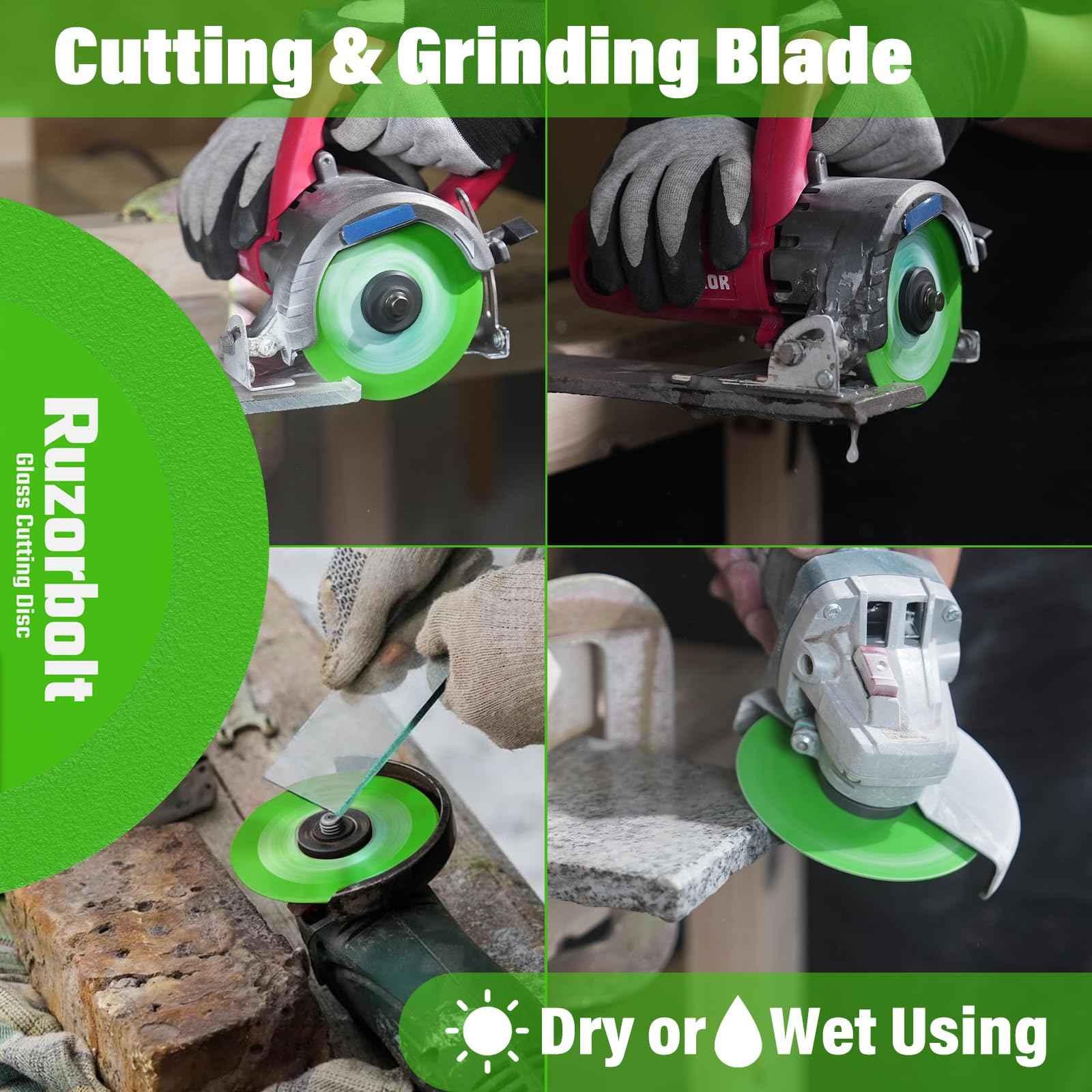 5 PCS 4-1/2 Inch Glass Cutting Disc for Angle Grinder, Diamond Saw Blades Grinding & Cutting Discs for Ceramic, Crystal, Marble, Jade, Tile, Wine Bottle, 7/8" Arbor