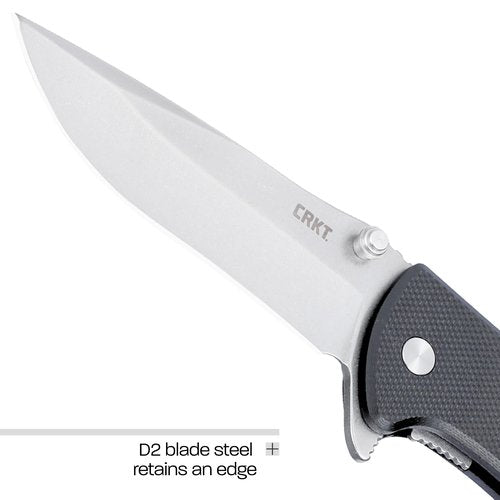 CRKT Drifter Everyday Carry Folding Knife: Drop Point with D2 Steel Blade, G10 Handle, Liner Lock, 6450D2