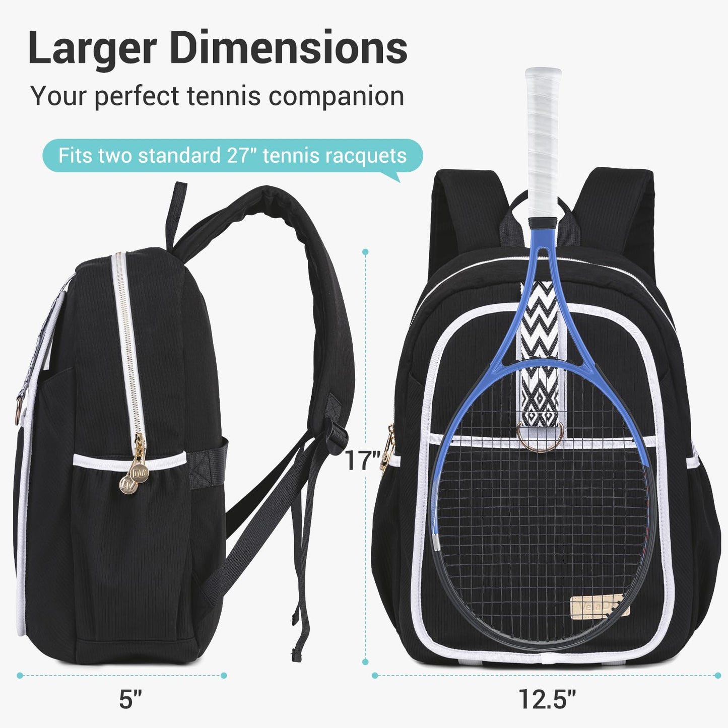 VELADAY Tennis Bag for Women Girl, Stylish Quilted Tennis Pickleball Racket Backpack Wet Pocket, Women Weekend Bag for Travel