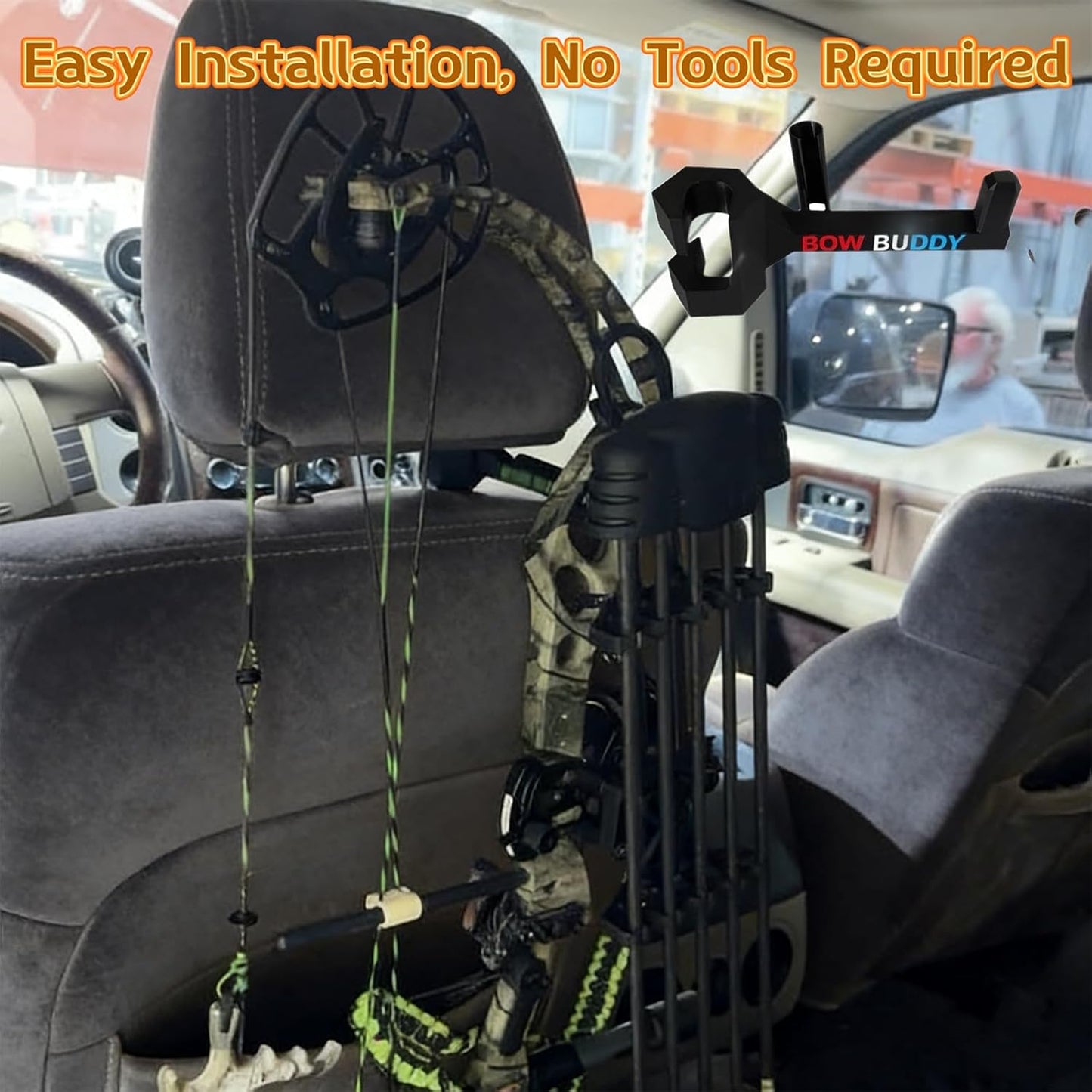 Skiennix Portable Twist-On Headrest Bow Hanger - Secure Mount for SUV & Truck, Ideal for Hunting Gear Organization