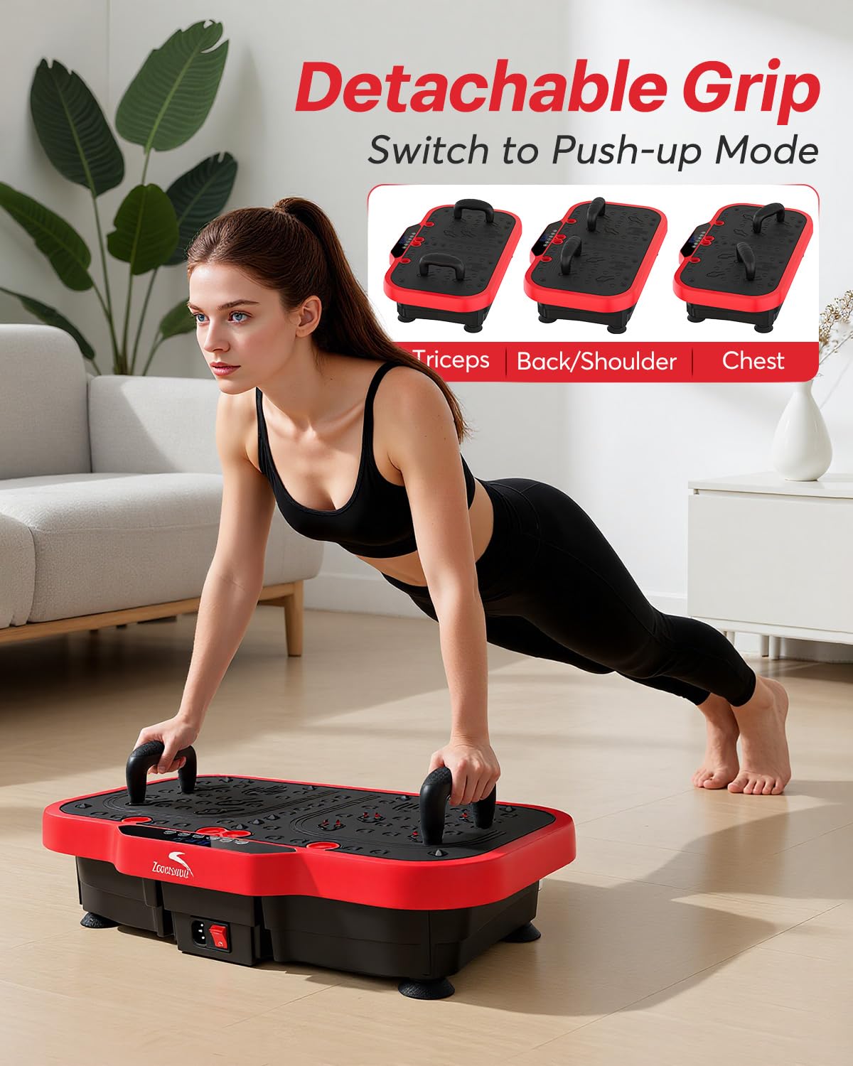 Zoomsnail Vibration Plate Exercise Machine, 8000 Vibrations/min Adjustable Fitness Platform, 400 Lbs Capacity Whole Body Workout Extra Large Size Platform with Bluetooth for Weight Loss, Women & Men