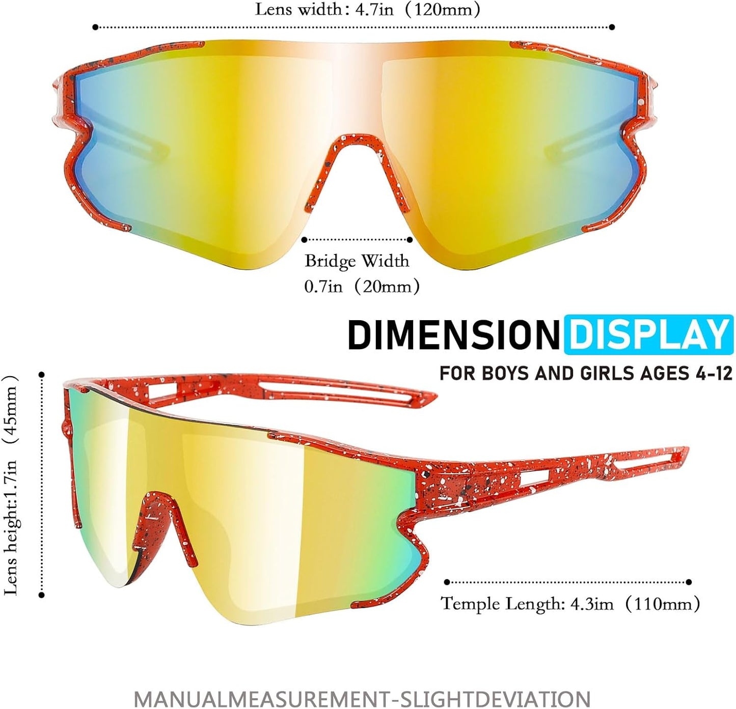 Skiennix Kids Sunglasses - UV400 Protection for Boys & Girls | 3-Pack Youth Sports Goggles (Ages 4-12)