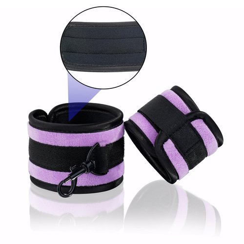 Spreader Bar Heavy Duty Stainless Steel Expandable Black Bar Home Gym with 4pcs Furry Purple Adjustable Strap,Sports Aid Training Fitness Gear Pilates Aid Kit,Indoor Yoga Set