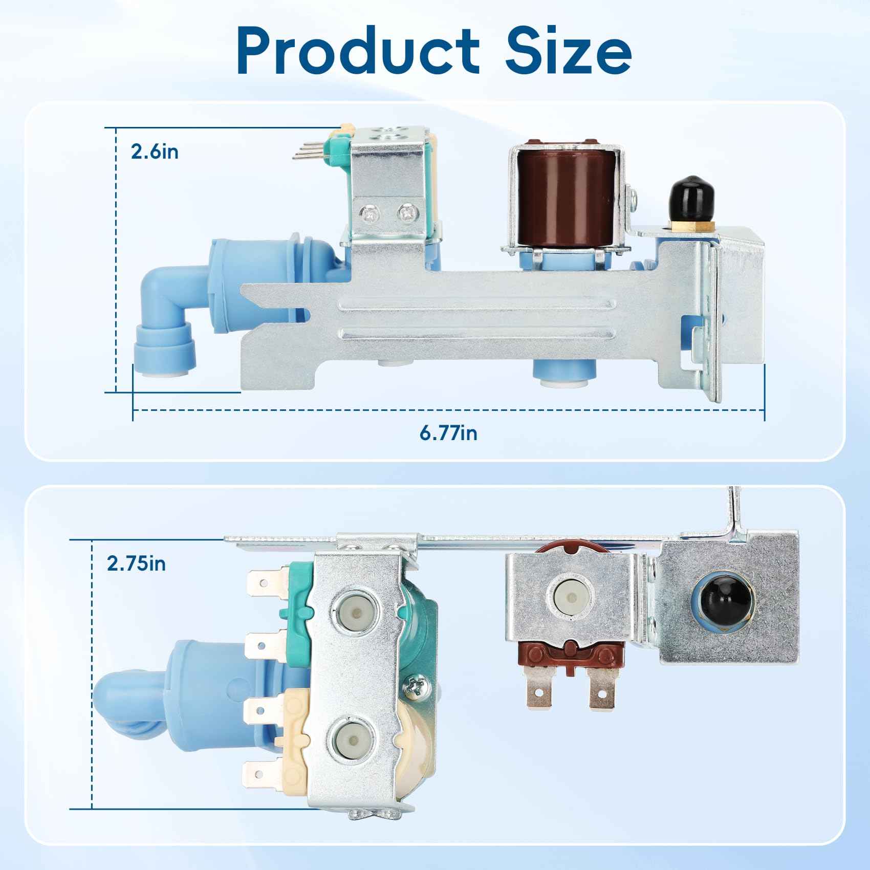 Micnce Upgraded 242252702 240531101 Refrigerator Water Inlet Valve Compatible with Frigidaire Kenmore Crosley Electrolux, Replace 240505101 240505102 240508101 240508102 241734301-1 Year Warranty
