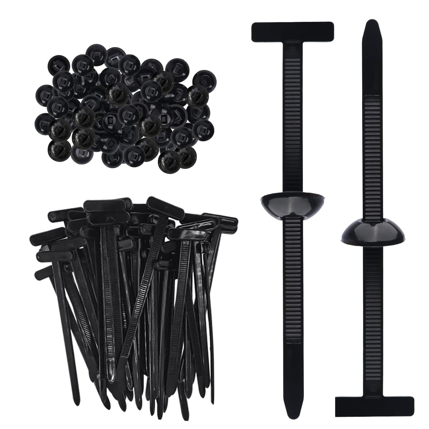 120 Pcs Universal Nylon Cable Tie Buckle - Heavy Duty Self-Locking Zip Tie Holder with Pin & Button Design, UV Resistant for Car Repair & Auto Fastener Replacement