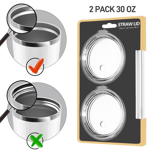 LUCEMILL Straw Lids for YETI Rambler 26 oz Cup 30 oz Tumbler, 35 oz Straw Mug,2 Pcs 30 oz Tumbler Lids for Yeti Tumbler, Spill Proof Covers